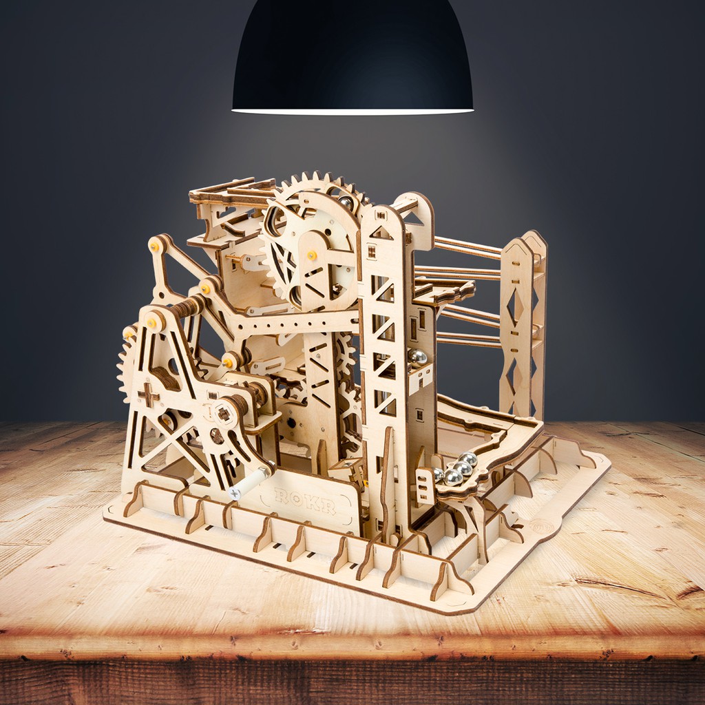 DIY Mable Run : ตัวต่อไม้กลไกลแบบหมุน Lift Coaster