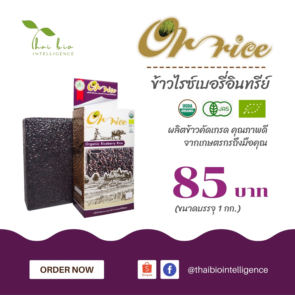 ข้าวตราออไรซ์ ข้าวไรซ์เบอรี่ อินทรีย์ 100% (Orrice - Organic Riceberry Rice)