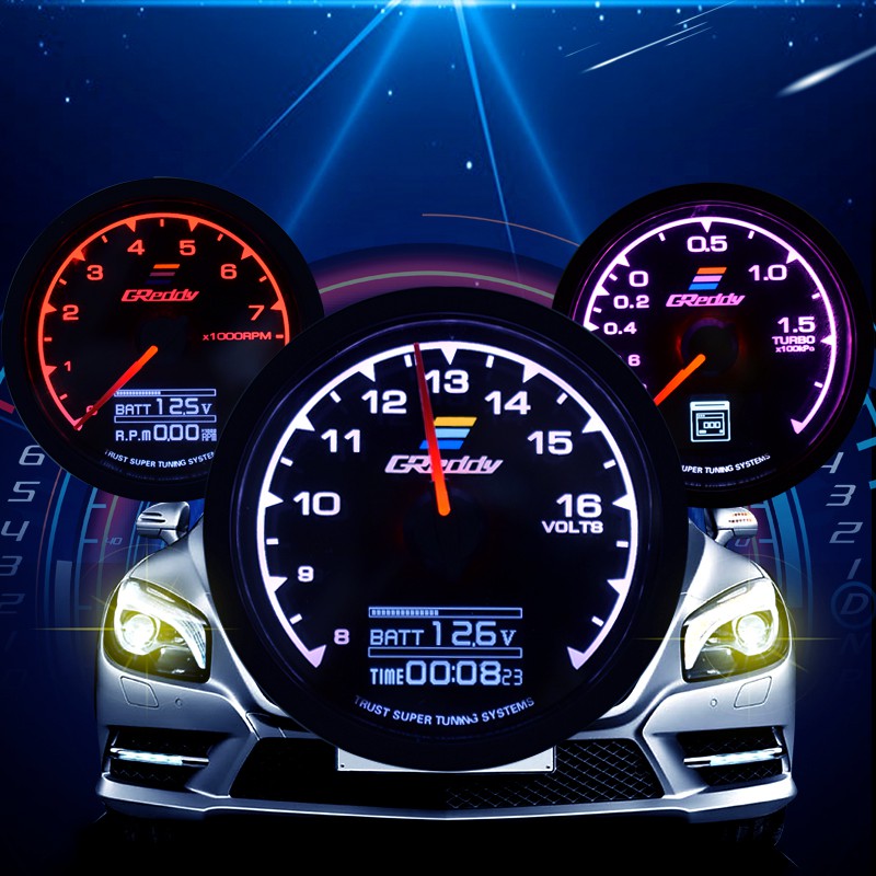 Greddy Racing Gauge 7 Color in 1 Multi D/A LCD Digital Display Meter Turbo Boost/Oil Press/Oil Temp/