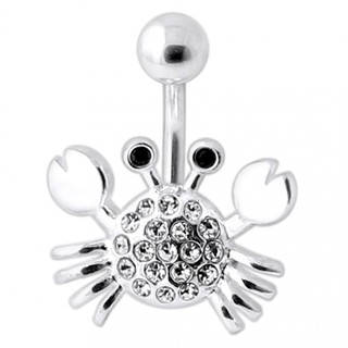 MC.จิว สะดือแหวนท้อง เงินแท้ 925 Jeweled Crab Navel Belly Ring(Jeweled Crab