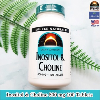 อิโนซิทอล และโคลีน Inositol &amp; Choline 800 mg 100 Tablets - Source Naturals