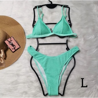 Bikini สีฟ้าผ้าย่นๆ Size L พร้อมส่ง 💙💙