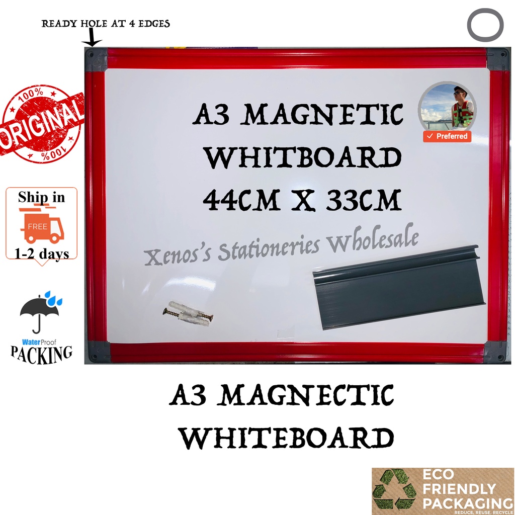 A3 MAGNETIC WHITEBOARD A3 SIZE (44CM X 33MM)