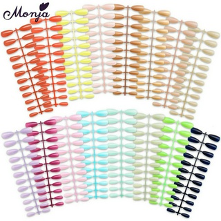 Monja เล็บปลอม รูปหยดน้ํา สีพื้น สําหรับตกแต่งเล็บ DIY 24 ชิ้น ต่อแพ็ค