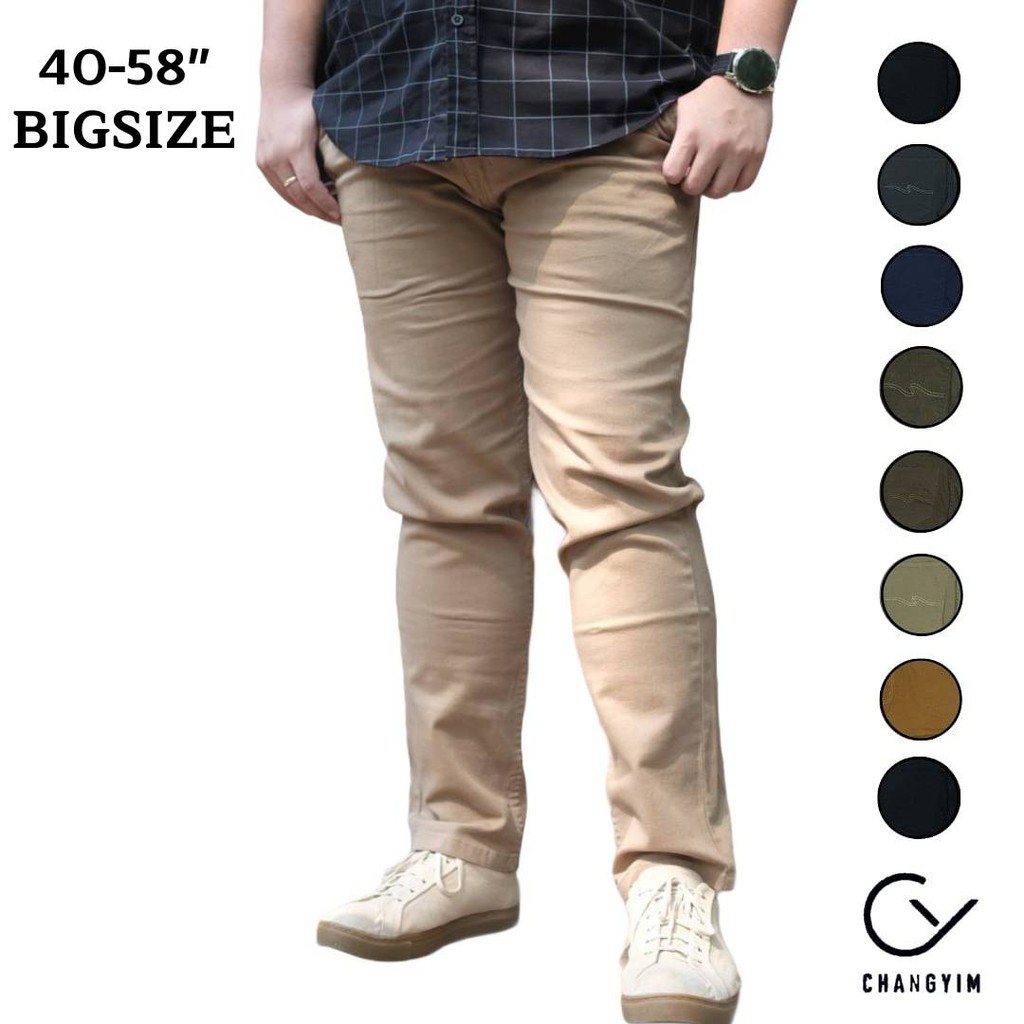 กางเกงขายาว กางเกงคนอ้วน ผ้ายืด ใส่ทำงาน ไซส์ใหญ่ 40-58 สีดำ สีกรม สีกากี สำหรับผู้ชายอ้วน จัมโบ้