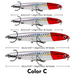 PROBEROS 1PCS Sinking Pencil Fishing Lure 10g 14g 18g 24g Bass Trolling Lure Saltwater Lures Long Throw Artificial Hard Bait ก Fishing Accessories DW542