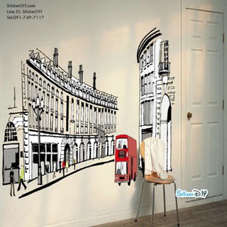 Transparent Wall Sticker สติ๊กเกอร์ติดผนัง streets of Rome (กว้าง100cm.xสูง68cm.)