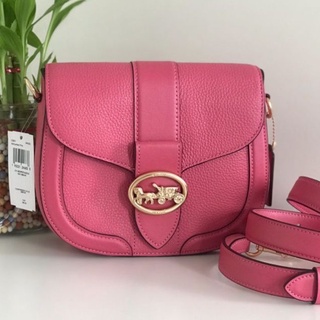 🎀 (สด-ผ่อน) กระเป๋าลายซี สีชมพู COACH C3241 GEORGIE SADDLE BAG