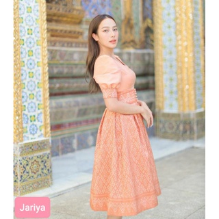 เดรสผ้าไทย งานป้ายบน ลายสวยละเอียด ป้ายJariya