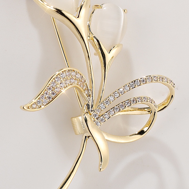 เข็มกลัดดอกทิวลิปโอปอล เครื่องประดับเสื้อผ้าแฟชั่นสง่างาม ของขวัญสำหรับผู้หญิง - รูปที่ 4