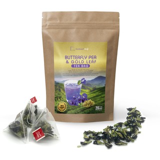 ✨ ชาอัญชัน อบแห้ง ในทองคําแท้ พร้อมดื่ม ออร์แกนิค ✨ 20 ซองชา ✨ Dry Butterfly Pea Tea ✨ บรรเทาอาการเครียด ช่วยหลับลึก ✨