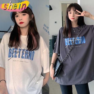 shein2162#เสื้อ BFETFRNO -Oversize- เสื้อยืด สไตล์เกาหลี ลายอังกฤษ สองสี เสื้อยืดนิ่ม แขนสั้นแฟชั่น เนื้อผ้าดี  รุ่น