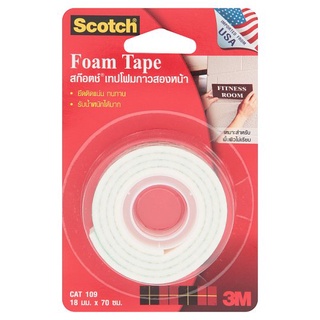 ✨นาทีทอง✨ สก็อตช์ เทปโฟมกาวสองหน้า 18มม. x 70ซม. 1 ม้วน Scotch 18mm x 70cm Foam Tape 1pc