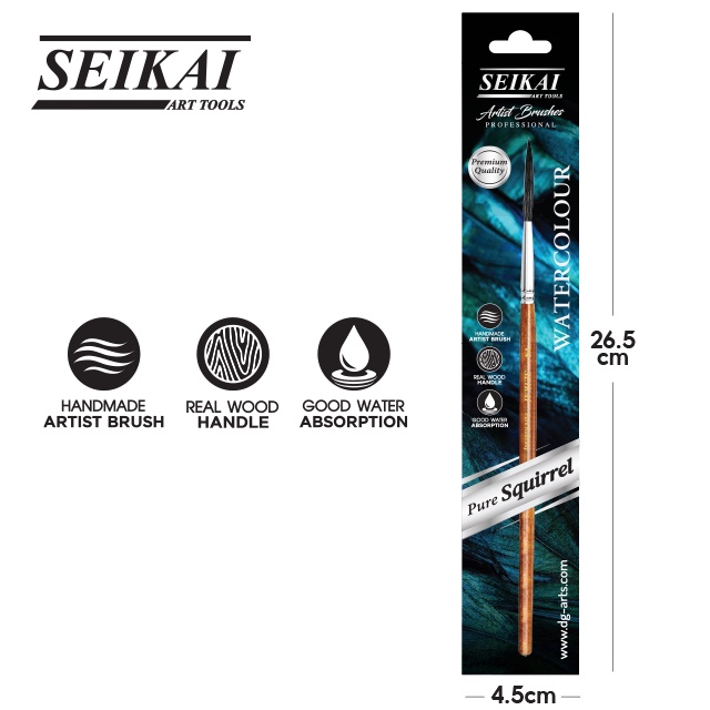 SEIKAI พู่กันสีน้ำริกเกอร์ ขนกระรอกแท้ (Squirrel RiggerWater nickel) 1 ด้าม - รูปที่ 2