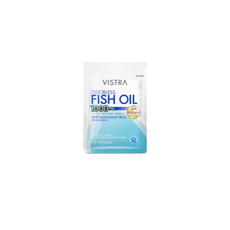 [Gift] VISTRA ODORLESS FISH OIL 1000 mg ( 5 Cpas) สูตรใหม่ กลิ่นมินต์ (สินค้าสมนาคุณงดจำหน่าย)