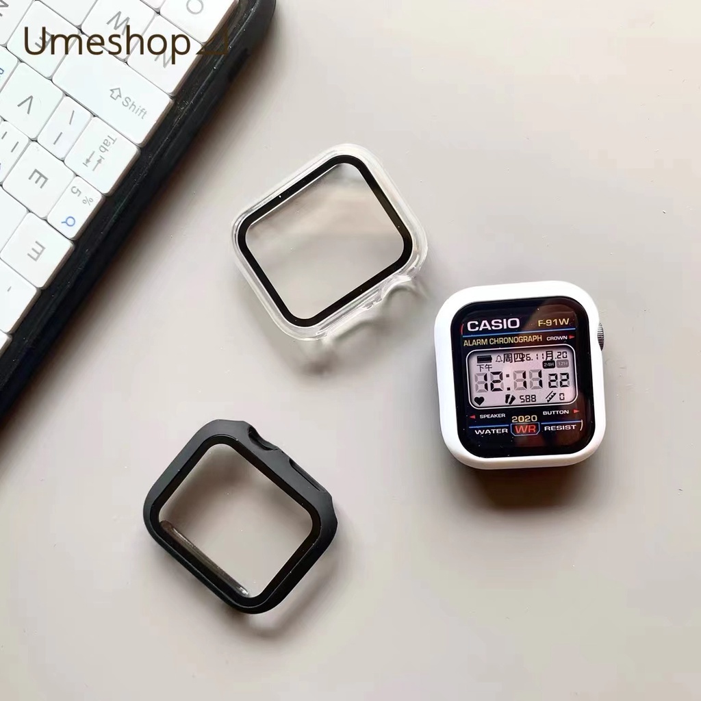 เคส watch 8 7  6 SE 5 case smart  watch + ฟิลม์กระจกในตัว เคสกระจก ขนาด41mm  45mm เคสสำหรับแอปเปิ้ลวอช เคสกระจก