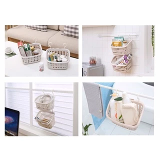 HomeDee [พร้อมส่ง] ตะกร้าแขวนได้ ตะกร้าในห้องน้ำ แขวนซ้อนกัน แข็งแรง ทนทาน รับน้ำหนักได้ดี