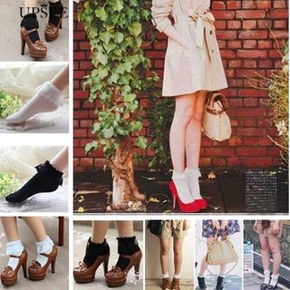 Vintage Lace Ruffle Frilly Ankle Casual ปริ๊นเซสีสันสั้นถุงเท้า