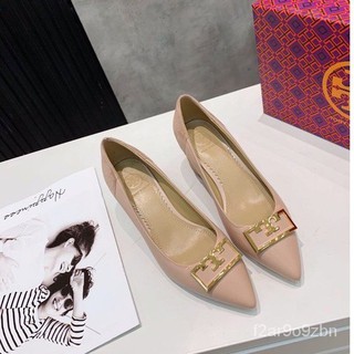 ของแท้ 100% Tory Burch tb womens Chelsea square heel shoes-