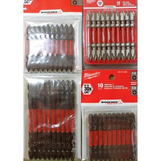 Milwaukee ดอกไขควงลม Shockwave #1x65 48-32-4360, #2x65 48-32-4361 ,#3x65 48-32-4362 ,#2x110 mm.48-32-4364(pack 10 ชิ้น)