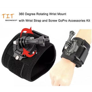 360 Degree Rotating Wrist Mount with Wrist Strap and Screw Gopro Accessories Kit for Gopro Hero 9/8/7/6/5/4/3 SJCam YI