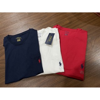 เสื้อยืดคอกลม Polo โปโร สีพื้นมีกระเป๋า