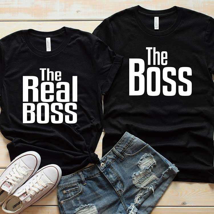 The Real Boss The Boss Letter Printing Lovers Short Sleeve T Shirt Jacket