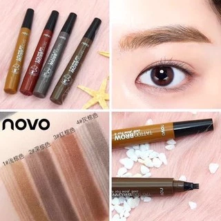 NOVO tattoo brow [5247] ปากกาเขียนคิ้วแทททู (พร้อมส่งจากไทย) กันน้ำ หัวแปรง 4 แฉก