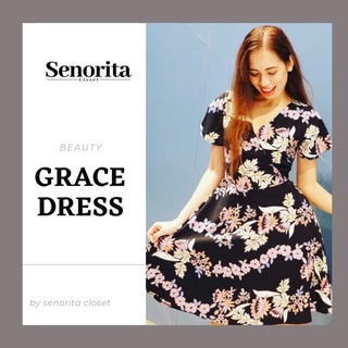 🎉 Grace dress 🎉 ชุดเดรสสั้น สีดำ ลายดอกไม้ น่ารัก