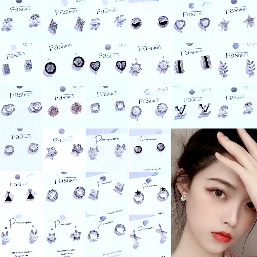 ต่างหูน่ารักๆเล็กๆมีเจาะ/หนีบก้านใสใส่ได้ทุกวัน