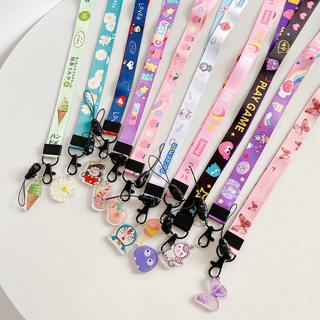 Cute Cartoon Doraemon Phone Strap Female Hanging Flower Neck Lanyard Unicorn Anti-lost Removable Metal Buckl