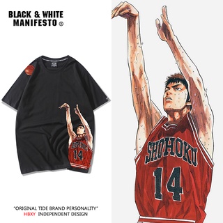 เสื้อยืดผู้ เสื้อยืดแขนสั้น ผ้าฝ้าย พิมพ์ลายการ์ตูนอนิเมะ Slam Dunk Mitsui Shou Sakuragi แฟชั่นฤดูร้อน สไตล์ญี่ปุ่น สําห