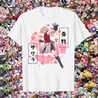 เสื้อยืดผ้าฝ้ายพิมพ์ลายแฟชั่น ขายดี เสื้อยืดลําลอง แขนสั้น พิมพ์ลาย Naruto Shippuden Sakura Blossoms สําหรับผู้ชาย