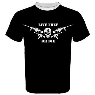 เสื้อยืดผ้าฝ้ายพิมพ์ลายขายดี เสื้อยืดตาข่าย ลาย Dont Tread On Me Snake Live Free Or Die Guns สีดํา สําหรับผู้ชาย DT2