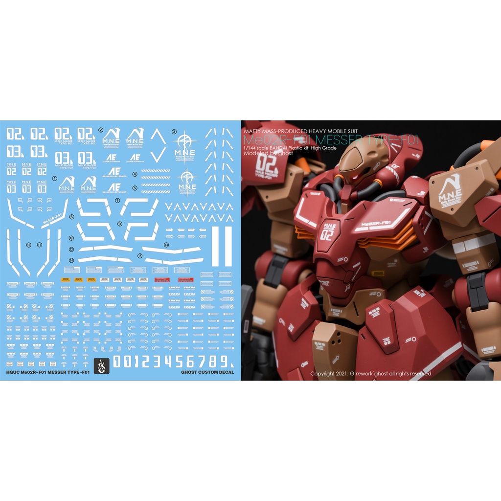 YAN Water Slide Decal สําหรับ GHOST HGUC HG Me02R-F01 MESSER TYPE F01
