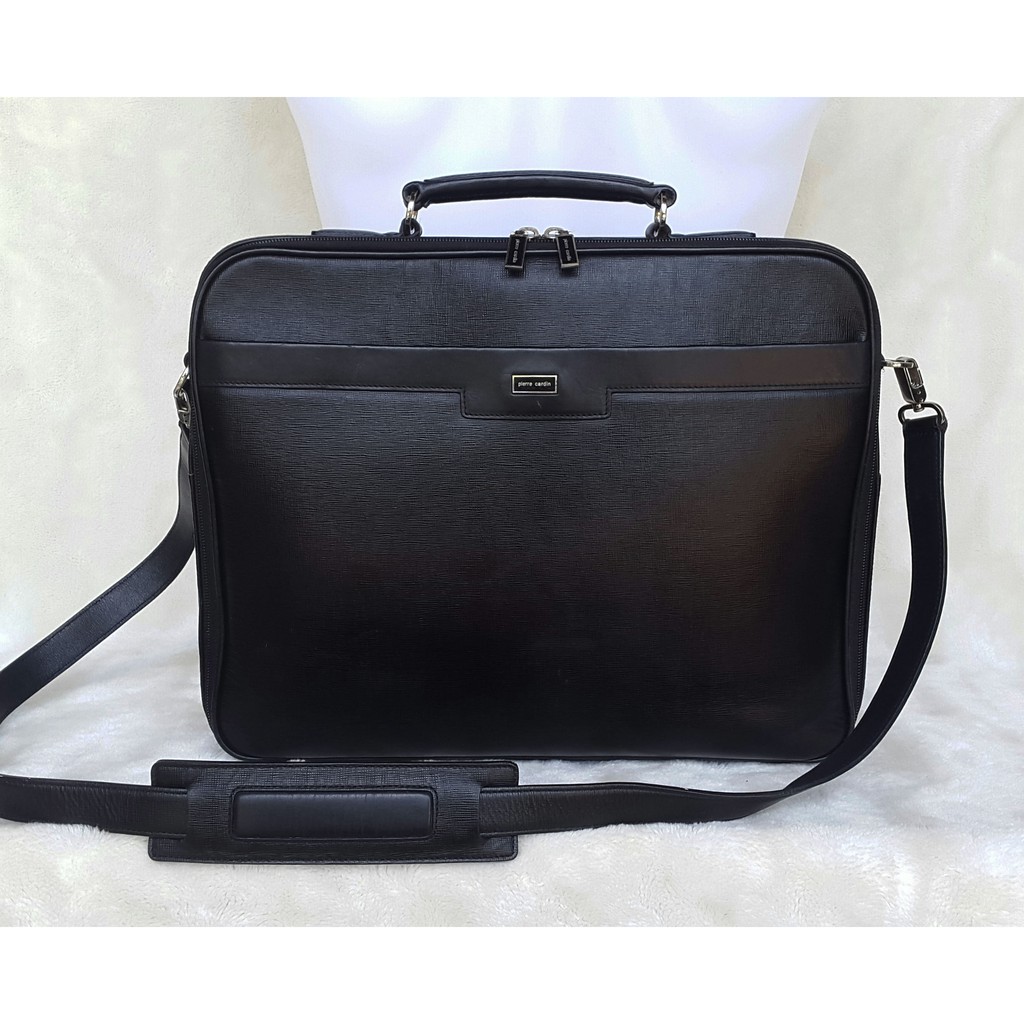 กระเป๋สมือสอง ของแท้💯  Pierre Cardin Genunine Leather Bag กระเป๋าสะพายข้าง ใส่เอกสาร