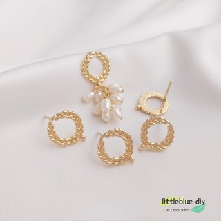 ต่างหูเงิน 925 ทองแดง เคลือบทอง 14K ประดับไข่มุก และพู่ แฮนด์เมด DIY