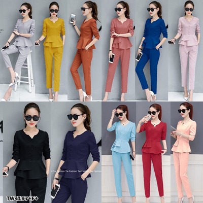 TW4197 Set 2 ชิ้น เสื้อปขนยาว+กางเกงทรงเดฟ **สอบถามก่อนสั่งซื้อ**