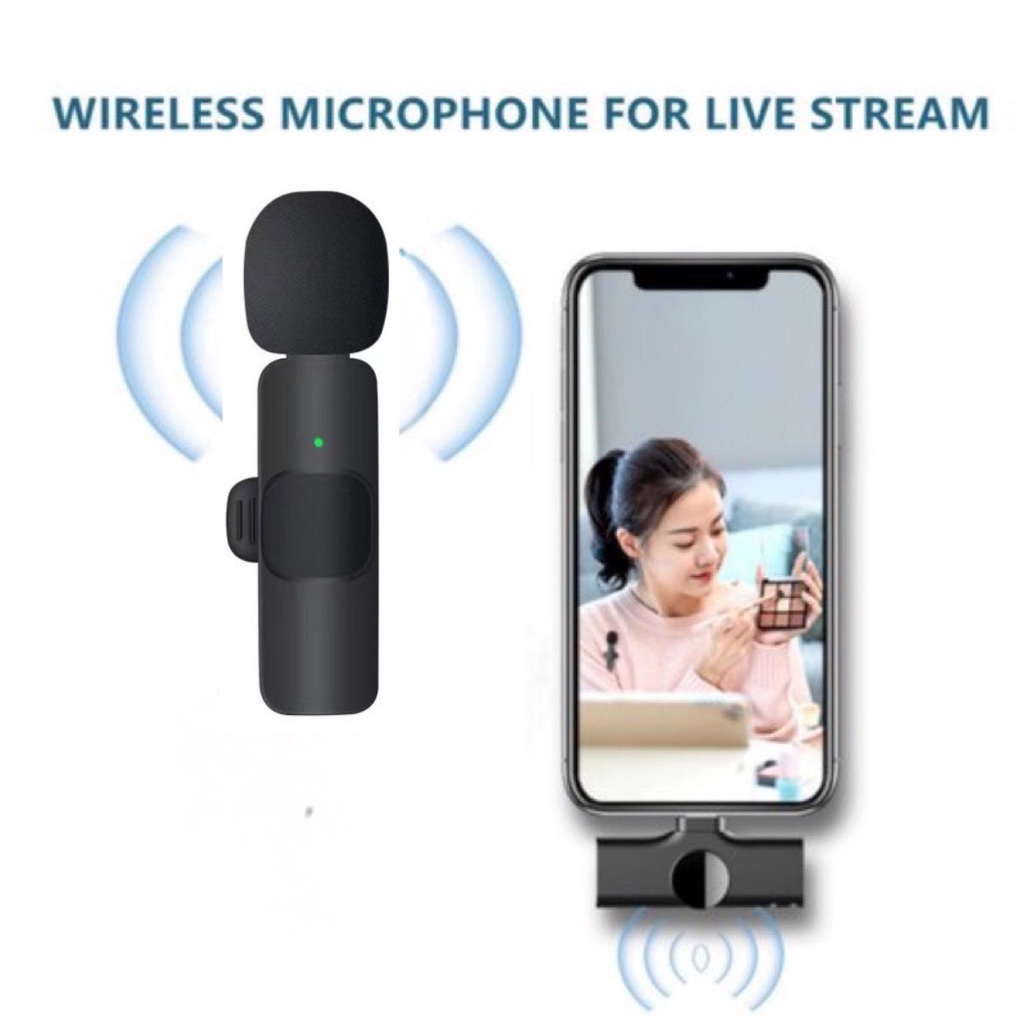 ไมค์ลอยหัวฟองน้ำ สำหรับมือถือ Wireless Microphone รุ่น K8 ไมค์ไร้สาย ไมค์หนีบติดเสื้อ ไมค์สำหรับ ios