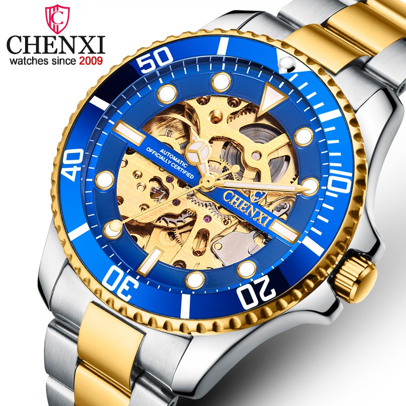 Chenxi 8805B นาฬิกาข้อมืออัตโนมัติ แบบกลวง สีดํา สําหรับผู้ชาย