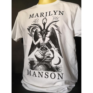 เสื้อยืดฤดูร้อนcalเสื้อวงนำเข้า Marilyn Manson Baphomet Bigger Than Satan Industrial Metal Industrial Rock Alternative H