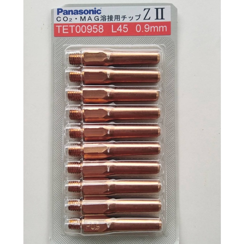 Contact Tip Panasonic M6x45x0.8 0.9 1.2mm. ทิปหัวเชื่อมมิกส์ หัวเชื่อมCo2 TET00958 L45 0.9 mm. TET01