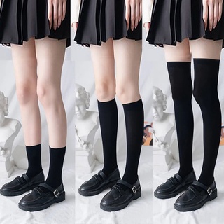 Levao ถุงเท้าข้อสูง แบบบาง สีพื้น สําหรับผู้หญิง