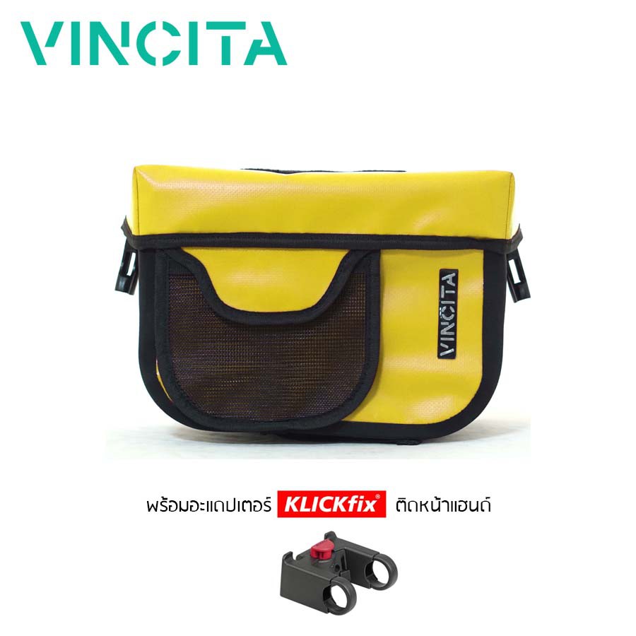 Vincita กระเป๋าติดหน้าแฮนด์กันน้ำ คลิปปลดเร็ว Klickfix พร้อม Adapter ติดหน้าแฮนด์ (B010WPA-R&K)