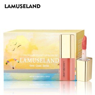 Lamuseland  Wholesale  ชุดลิปกลอส Gold coast series 12 ชิ้น / ชุด #LA0007