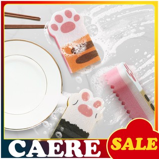 【Caere Home】ฟองน้ําทําความสะอาดจาน รูปกรงเล็บแมว ไม่เป็นรอย 3 ชิ้น