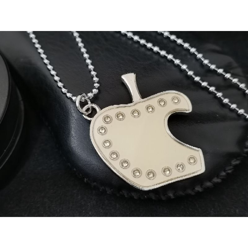 โลหะผสม3944มม จี้แอปเปิ้ลสีขาวพร้อมสร้อยคอโซ่บอล2.5มม!