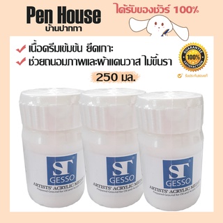 สื่อผสมรองพื้นวัสดุผ้าใบ ขนาด 250มล. ไม้ปูน ทำให้สีสดใส ติดดี ภาพไม่ขึ้นราใช้กับสีอะคิลิค สีน้ำมัน เกสโซ่ น้ำยารองพื้น