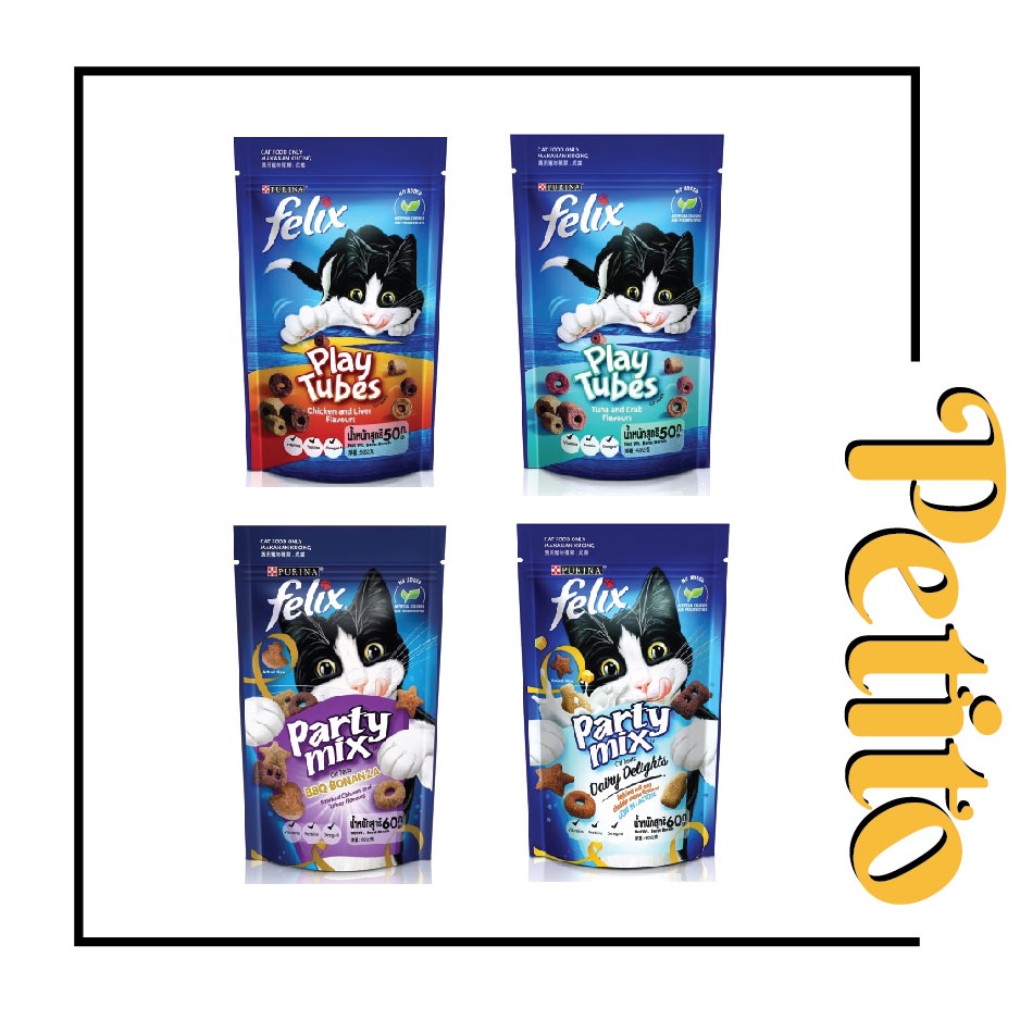 Purina Felix Party Mix ขนมแมว 6og / Play Tube 60g -Makanan Cat