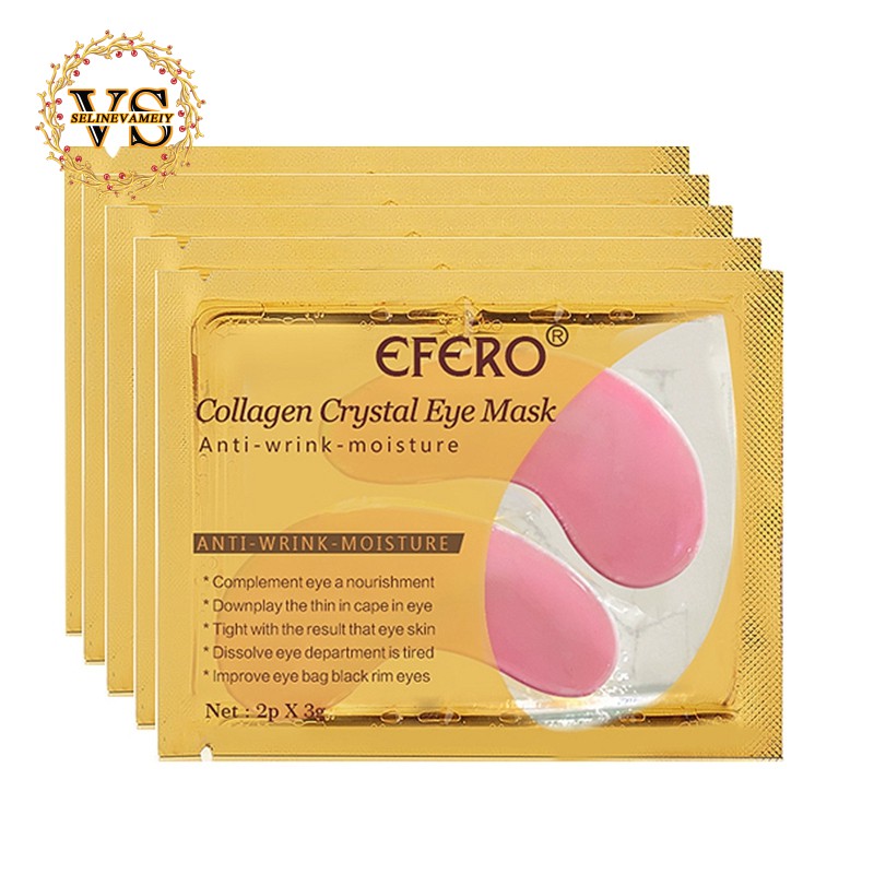 EFERO 5Pair Face Mask Dark Circles Crystal Collagen Eye Mask Gel Pink